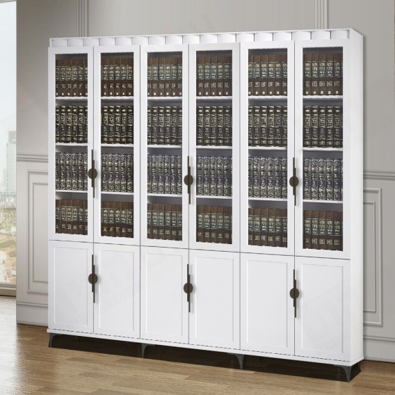 ספריית קודש 6 דלתות סנדוויץ דגם בארי דלתות זכוכית ארוכות