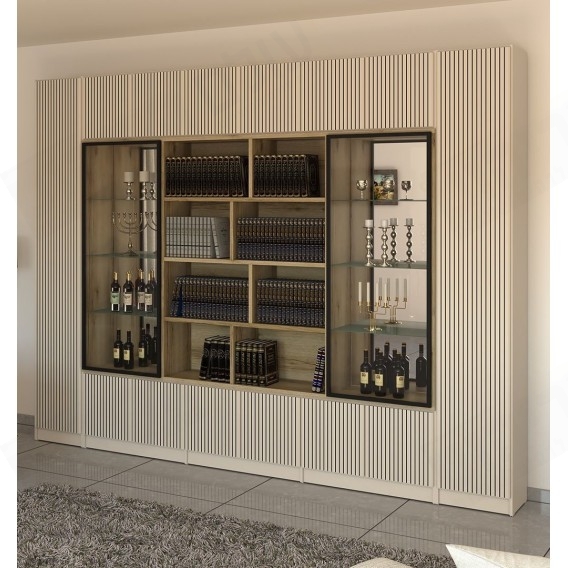 ספריית קודש מפוארת 8 דלתות עם ויטרינה דגם P611 ר.א ריהוט