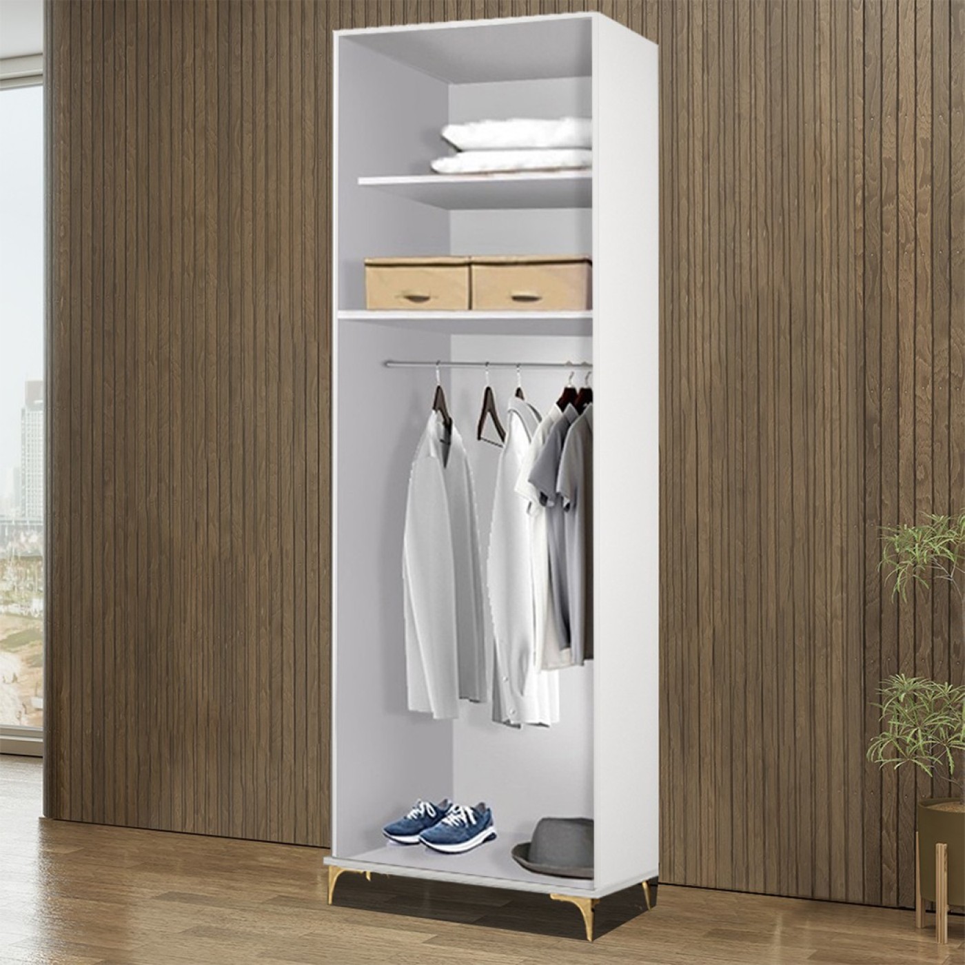 שרטוט לארון בגדים 2 דלתות דגם אביה כולל במה