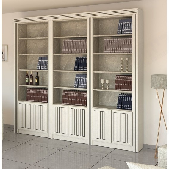 ספריית קודש מפוארת 6 דלתות עם חריטה בדלות דגם שלום S133 ר.א ריהוט