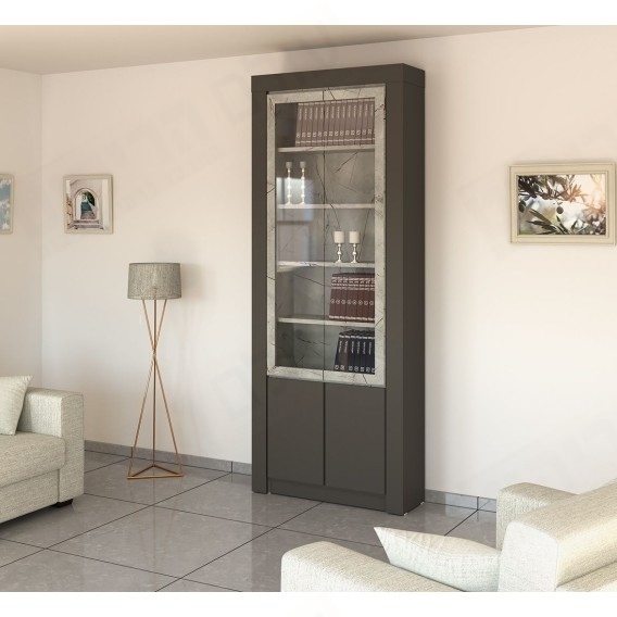 ספריית קודש מפוארת 2 דלתות עם דלתות מזכוכית דגם שלום S114 ר.א ריהוט