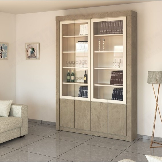 ספריית קודש מפוארת 4 דלתות עם דלתות מזכוכית דגם שלום S119 ר.א ריהוט