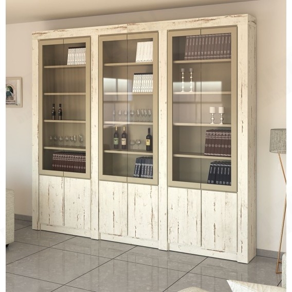 ספריית קודש מפוארת 6 דלתות עם דלתות מזכוכית דגם שלום S116 ר.א ריהוט