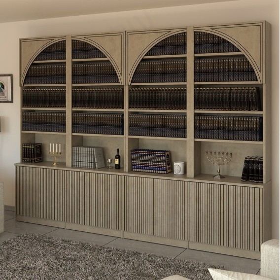 ספריית קודש מפוארת 8 דלתות עם חריטה בדלתות דגם אפרים 674*2 ר.א ריהוט