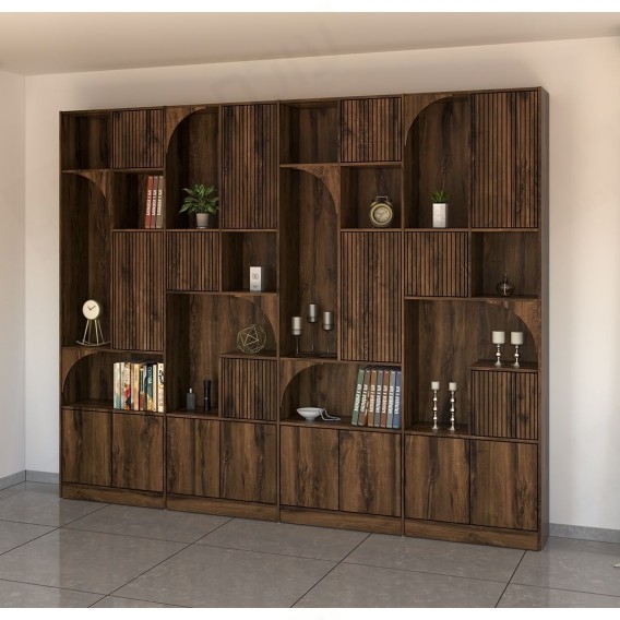 יחידת מדפים מפוארת 8 דלתות עם חריטה בדלתות דגם 651BABA ר.א ריהוט