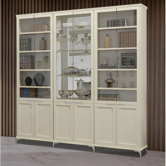 ספריית קודש סנדוויץ 6 דלתות כולל ויטרינה דגם אביעד