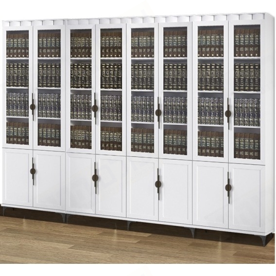 ספריית קודש 8 דלתות סנדוויץ דגם בארי דלתות זכוכית ארוכות