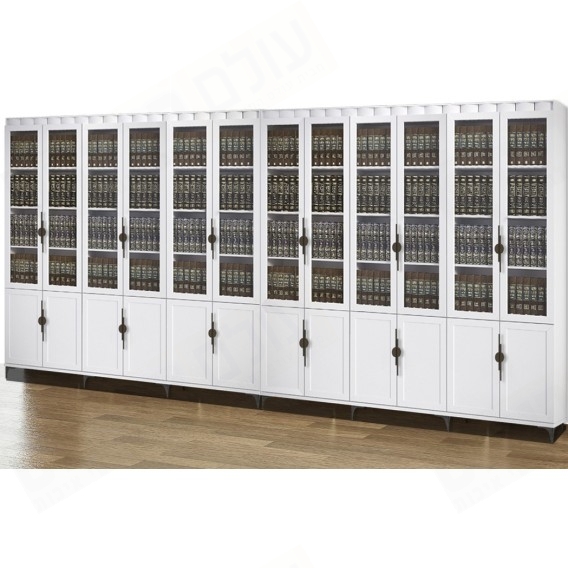 ספריית קודש 12 דלתות סנדוויץ דגם בארי דלתות זכוכית ארוכות