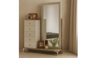 קומודה ומראה מעוצבת בשילוב 5 מגירות דגם לביאה