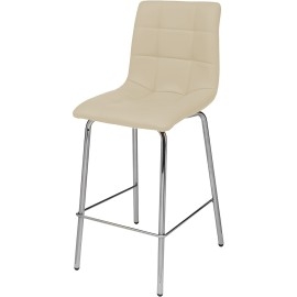 כסא בר רגל מתכת צבע ניקל מושב מרופד שמנת