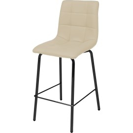 כסא בר מתכת רגל שחור מושב מרופד שמנת