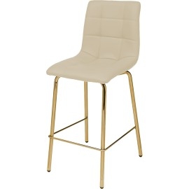 כסא בר מתכת רגל זהב מושב מרופד שמנת