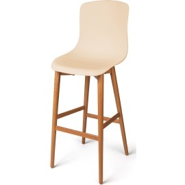 כסא בר מעץ עם מושב פוליפרופילן דגם יונתן רגל קונוס עץ