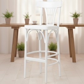 כסא בר מעץ בוק מלא דגם מניפה