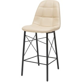 כסא בר רגלים שחורות ומושב שמנת