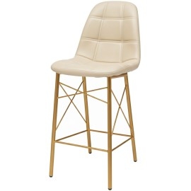 כסא בר רגלים זהב ומושב שמנת