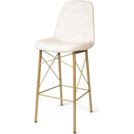 כסא בר ממתכת מרופד דגם בייסבול רגל איקסים