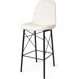 כסא בר ממתכת מרופד דגם בייסבול רגל איקסים