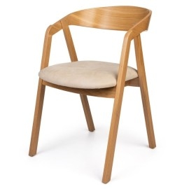 כסא עץ בוק מרופד דגם קנטרי