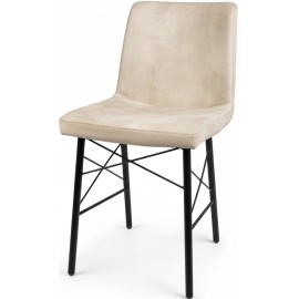 כסא ממתכת עם מושב מרופד דגם ריהאנה רגל איקסים