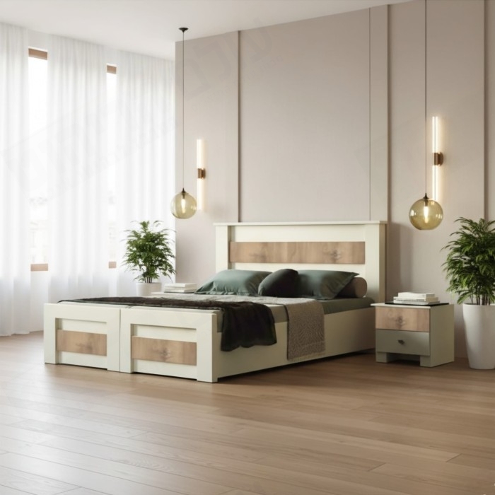 מיטה יהודית בהפרדה ושידת לילה דגם שקד