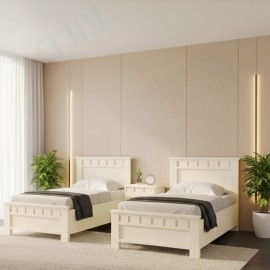 מיטה יהודית בהפרדה ושידת לילה עשוי עץ