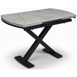 שולחן אוכל אובלי נפתח שיש אפור הייגלוס