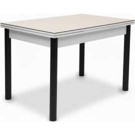 שולחן נפתח מתכת בשילוב זכוכית רגל שחור מבריק