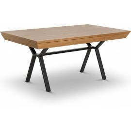 פינת אוכל רגליים מתכת שחורות ועץ אלון