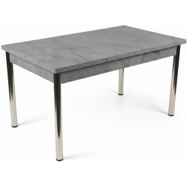 שולחן אוכל נפתח רגל ניקל בצבע שיש אפור