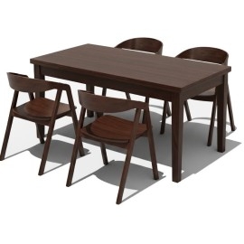 פינת אוכל נפתחת מעץ ו 4 כסאות אגוז