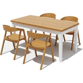 פינת אוכל נפתחת מעץ ו 4 כסאות אלון
