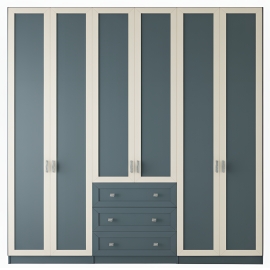 ארון בגדים 6 דלתות ו 3 מגירות פרופיל דגם שורט 