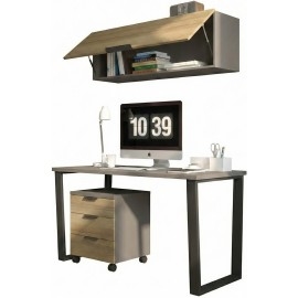 שולחן כתיבה ושידה 3 מגירות וקלפה תלויה