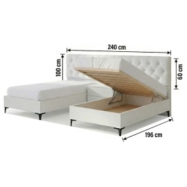 מיטה יהודית מרופדת בהפרדה ושידת לילה מידות וארגז מצעים סנדוויץ