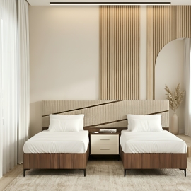 מיטה יהודית מרופדת בהפרדה ושידת לילה דגם לימסול