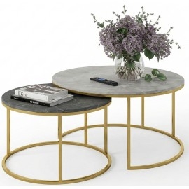 זוג שולחנות סלון רגל זהב פלטה צבע בהתאמה אישית