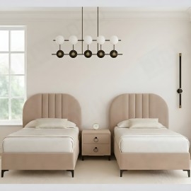 מיטה יהודית בהפרדה ושידת לילה מרופדים דגם זקופנה