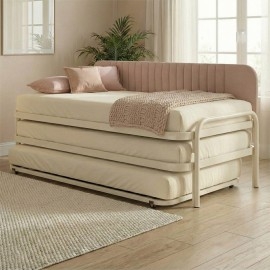 מיטת נוער הייריזר משולשת עשויה מתכת דגם בסיסית + גב מרופד