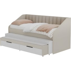 מיטת נוער כפולה עם גב מיטה מרופד + 2 מגירות דגם פיאנו