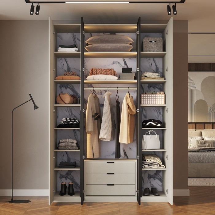 ארון בגדים 4 דלתות דגם בוקרשט