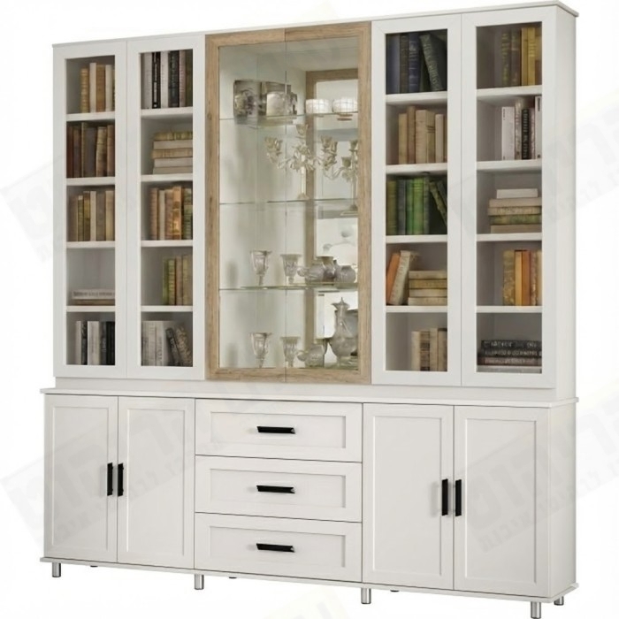 ספריית קודש סנדוויץ 6 דלתות ו 3 מגירות עם ויטרינה פרופיל C דגם רפאל