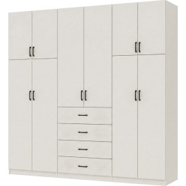 ארון בגדים 6 דלתות ו 4 מגירות דגם אור דלת חצויה