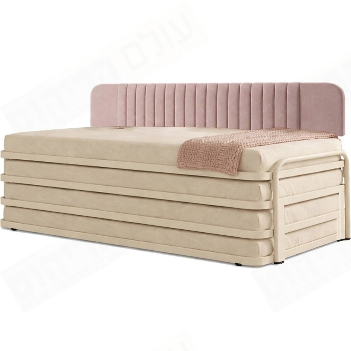 מיטת נוער מרובעת עשויה מתכת משולב ריפוד דגם דומו מרופד