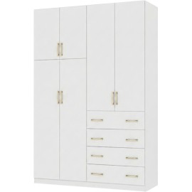 ארון בגדים 4 דלתות ו 4 מגירות דגם אור דלת חצויה