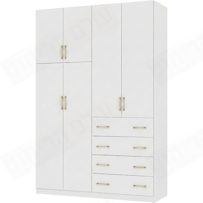 ארון בגדים 4 דלתות ו 4 מגירות דגם אור דלת חצויה