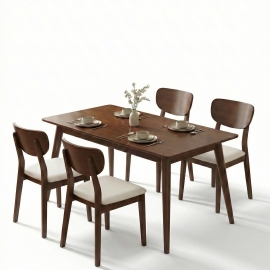 עוד עלפינת אוכל מעוצבת דגם 14080 שילוב מושלם של עץ אגוז וטקסטיל רך