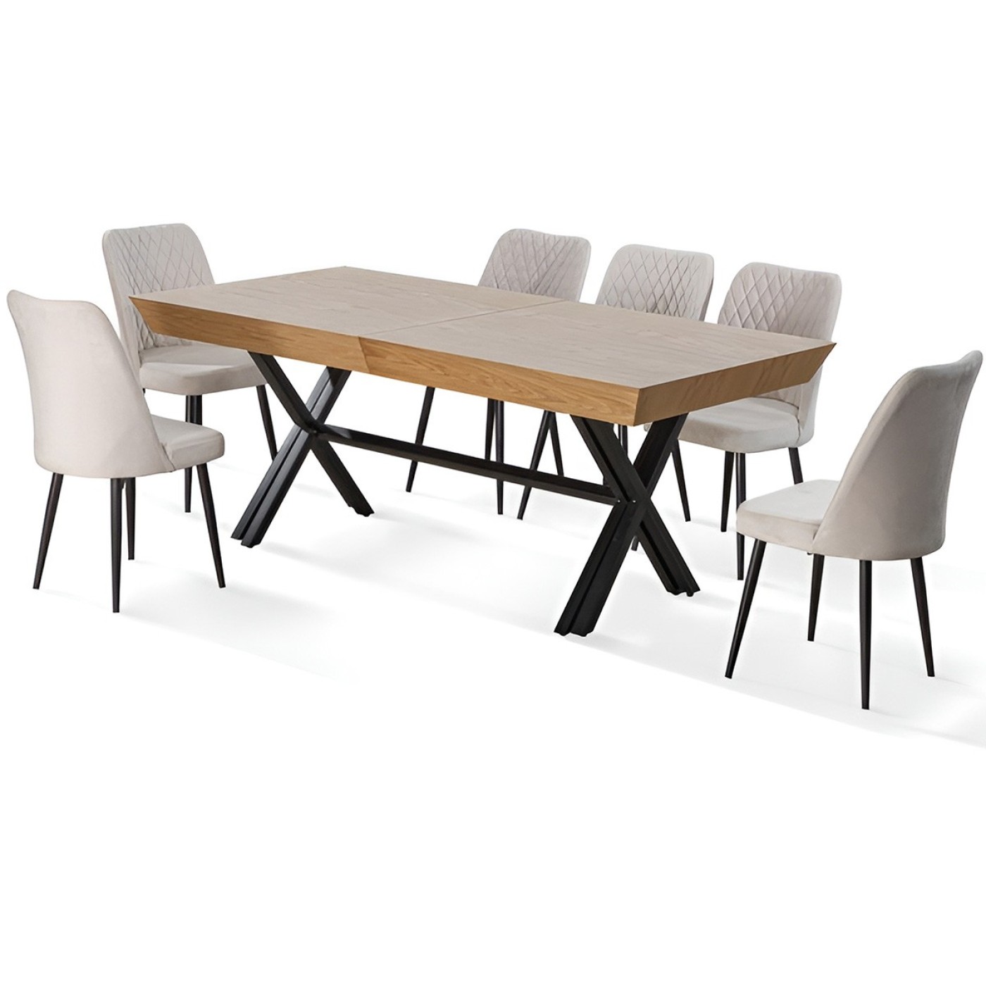 שולחן פינת אוכל מפואר מלבנית נפתחת עד 4 מטר עם 4 פתיחות + 6 כסאות דגם מאיה