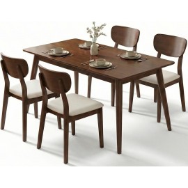 עוד עלפינת אוכל מעוצבת דגם 14080 שילוב מושלם של עץ אגוז וטקסטיל רך