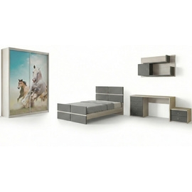 עוד עלחדר ילדים קומפלט דגם דורין כולל מיטה שולחן כתיבה 6 מגירות + כוורת  וארון הזזה עם הדפס